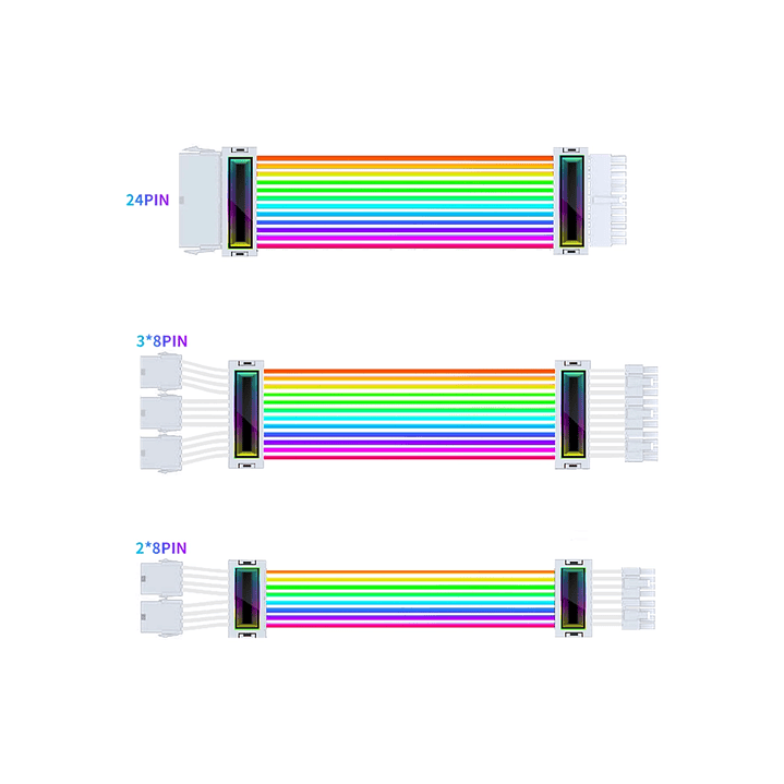  Cables de Alimentación para PC – 24PIN, 2×8PIN y 3×8PIN  Compatibles con GPU y Placa Base 2