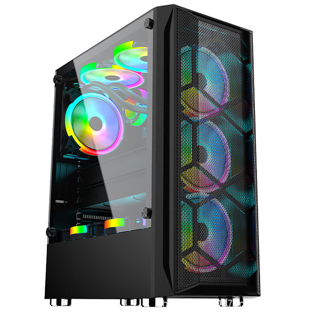 Gabinete Gamer Rgb Atx, Vidrio Templado, Usb 3.0 Max 8 Fans + ventilador de regalo 120 mm 3
