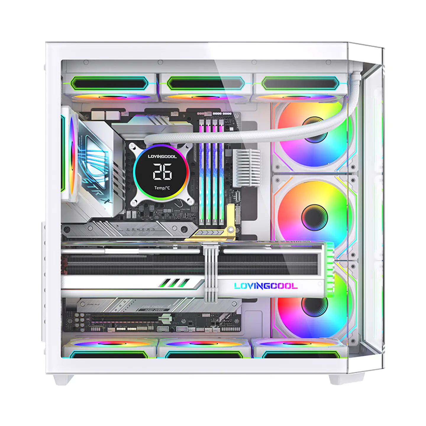 Gabinete Gamer Mid-tower Atx Rgb Vidrio Templado Max 10 Fan 7