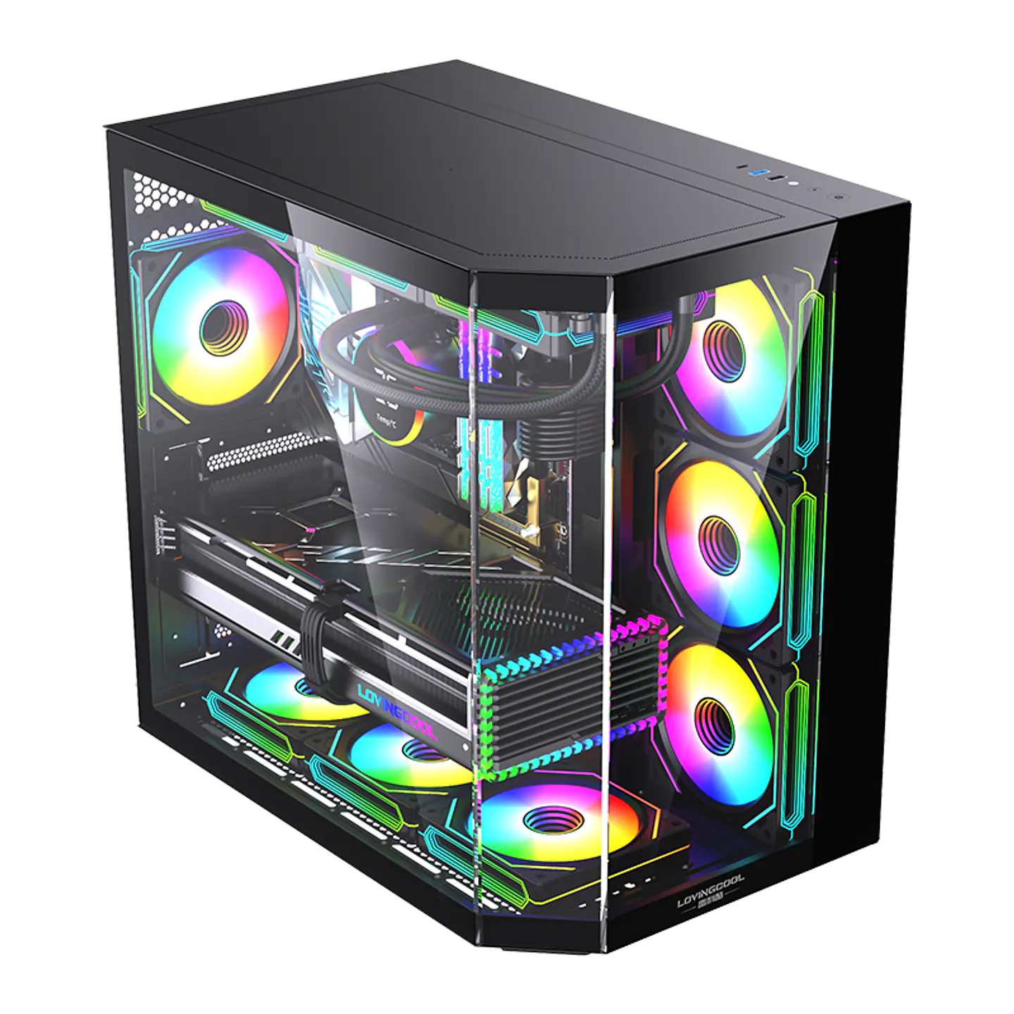 Gabinete Gamer Mid-tower Atx Rgb Vidrio Templado Max 10 Fan 15