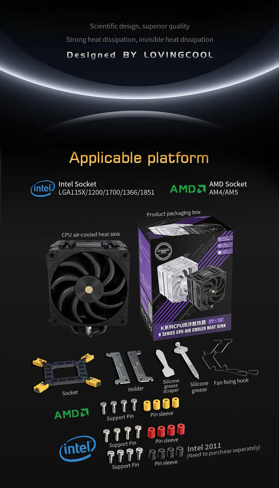 Enfriador CPU Lovingcool K4000 4 Heatpipes + Ventilador PWM 120mm Silencioso 7