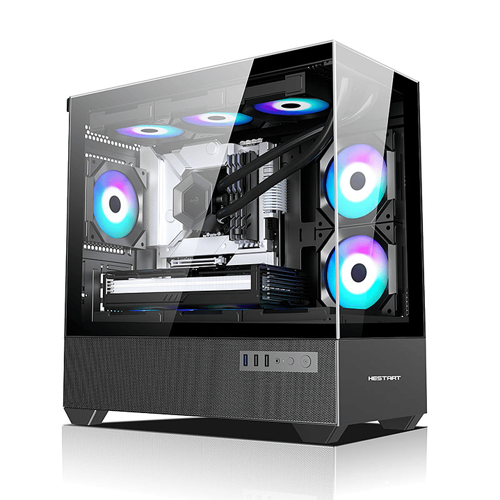 Gabinete Coreforce Lc Air M-Atx Vidrio Templado, Usb Type-c + ventilador de regalo 120 mm NEGRO 1