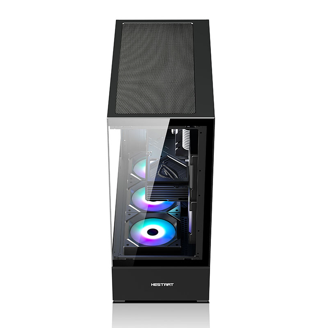 Gabinete Coreforce Lc Air M-Atx Vidrio Templado, Usb Type-c + ventilador de regalo 120 mm NEGRO 9