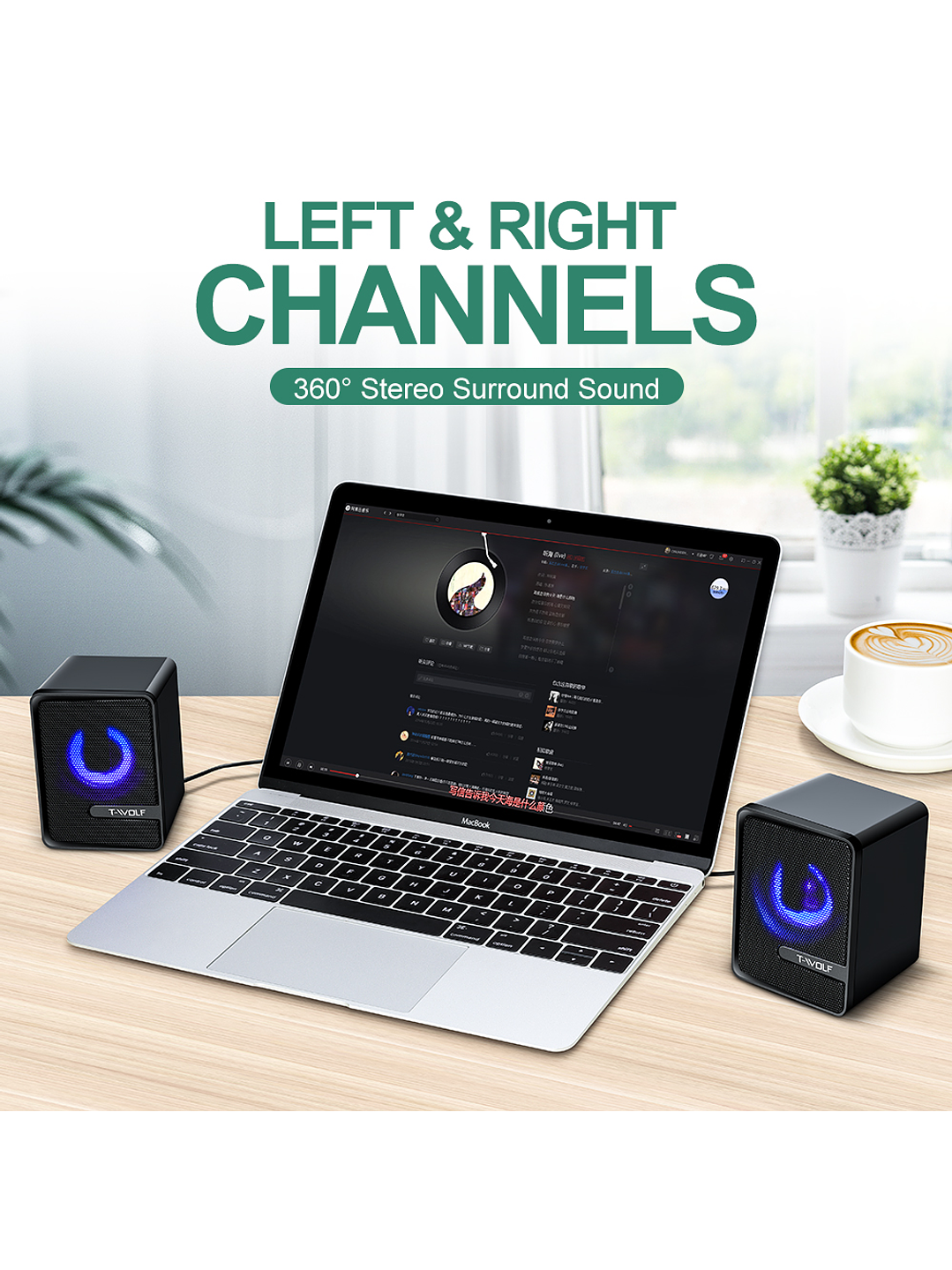 Parlante T-wolf S3 Sonido Estéreo 2.0 Con Led Rgb Y Surround 2