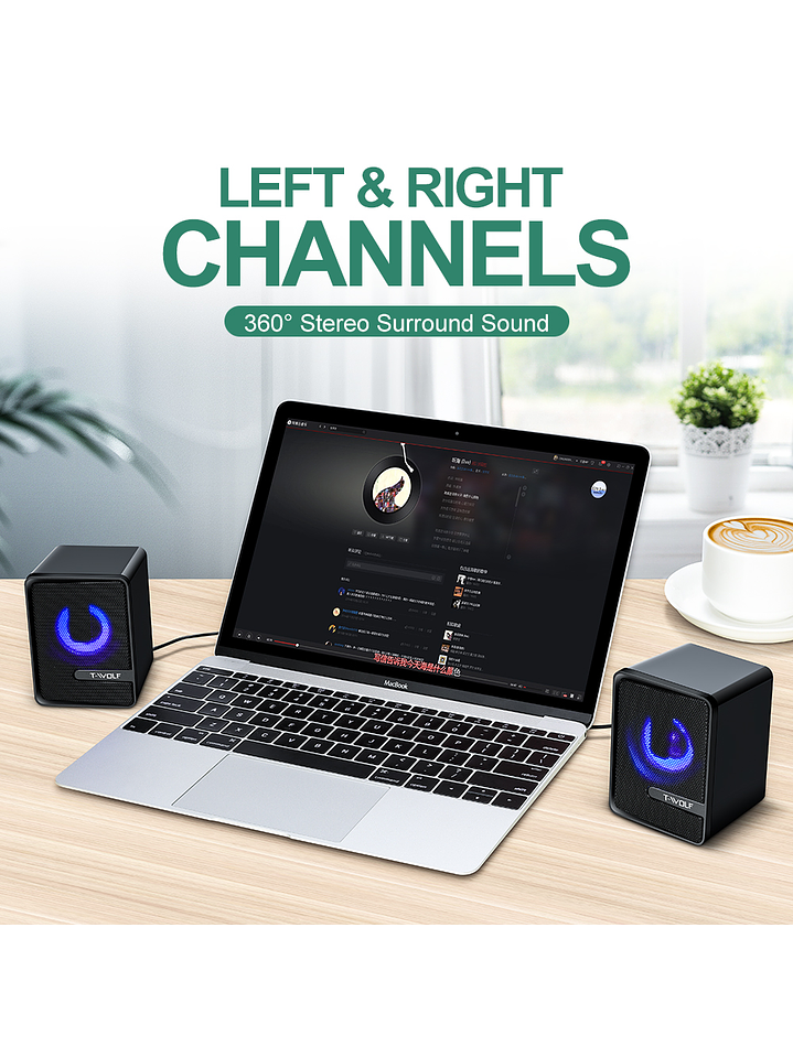 Parlante T-wolf S3 Sonido Estéreo 2.0 Con Led Rgb Y Surround 2