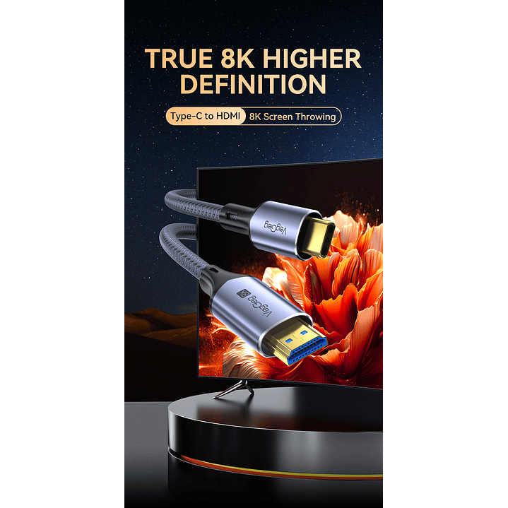 Cable USB-C a HDMI HDTV M/M 8K 60Hz  – Conexión de ultra alta definición con máxima resistencia 5