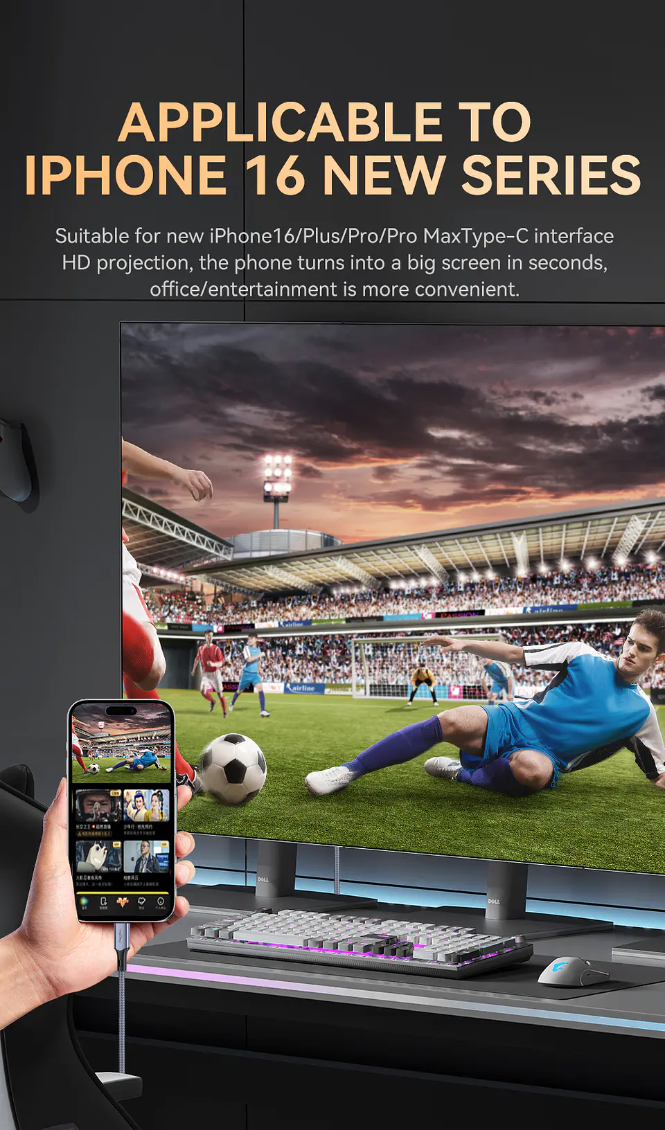 Cable Adaptador Veggieg V2.1 Tipo C A Hdmi 8k 60hz 4k 120hz 2k 240hz Hdr 48gbps 48gbps Compatible Thunderbolt 3 Monitor Tv Proyector Notebook Tablet Mac 16