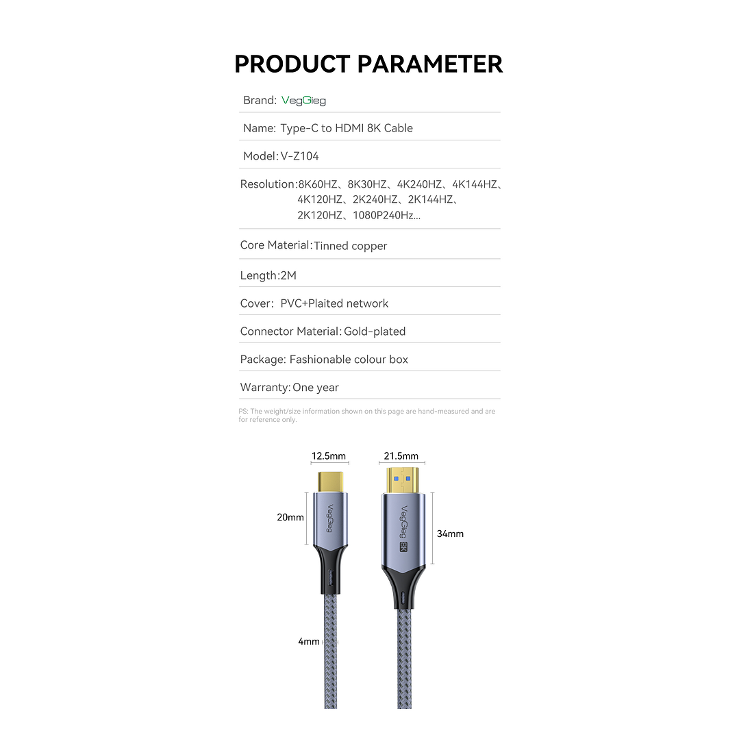 Cable USB-C a HDMI HDTV M/M 8K 60Hz  – Conexión de ultra alta definición con máxima resistencia 17