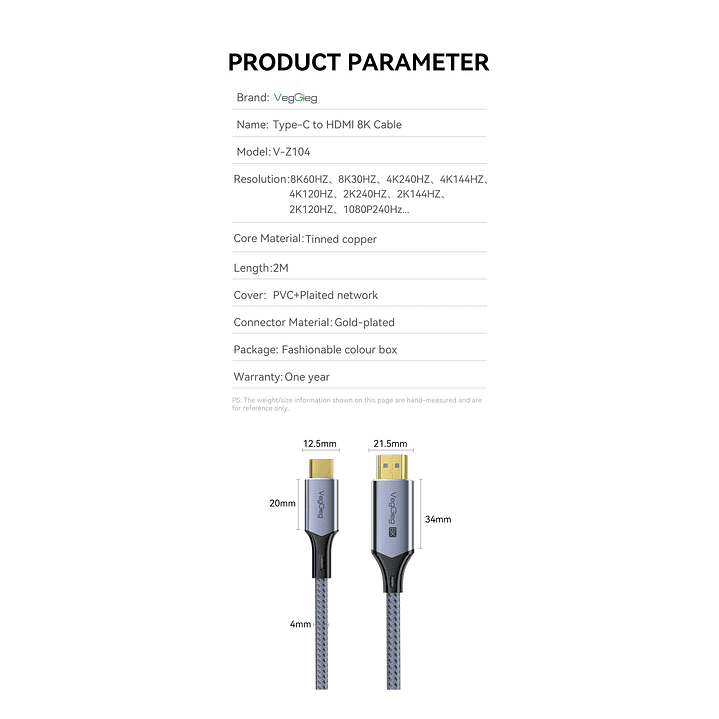 Cable USB-C a HDMI HDTV M/M 8K 60Hz  – Conexión de ultra alta definición con máxima resistencia 17