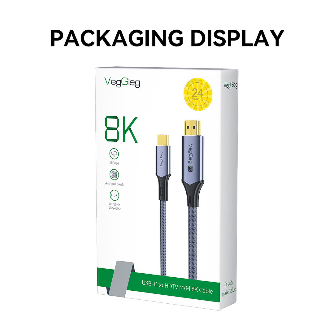 Cable USB-C a HDMI HDTV M/M 8K 60Hz  – Conexión de ultra alta definición con máxima resistencia 18