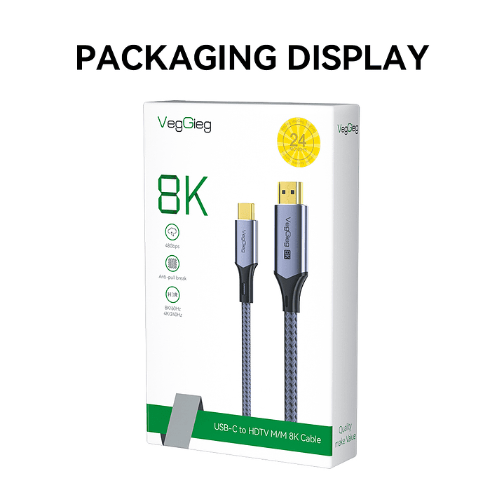 Cable USB-C a HDMI HDTV M/M 8K 60Hz  – Conexión de ultra alta definición con máxima resistencia 18