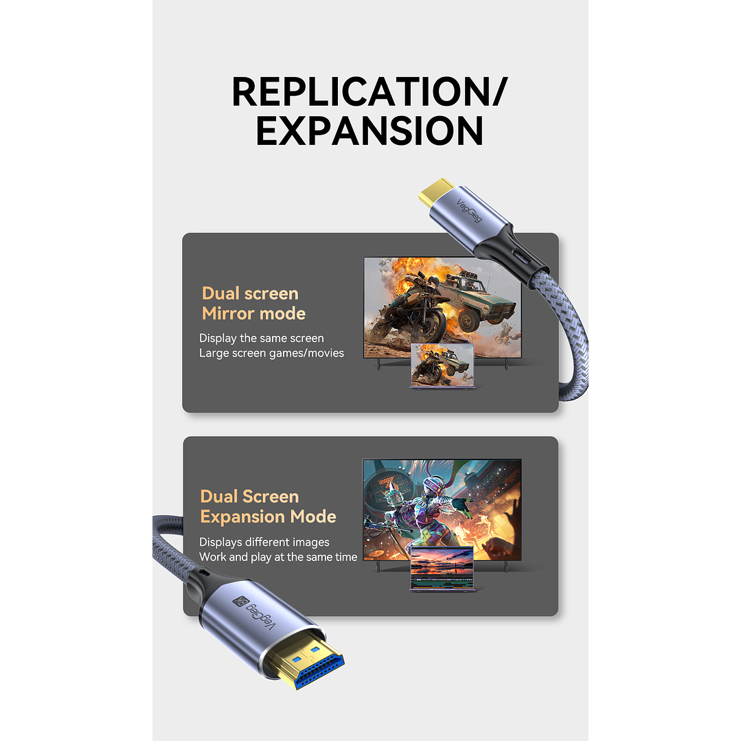 Cable USB-C a HDMI HDTV M/M 8K 60Hz  – Conexión de ultra alta definición con máxima resistencia 22