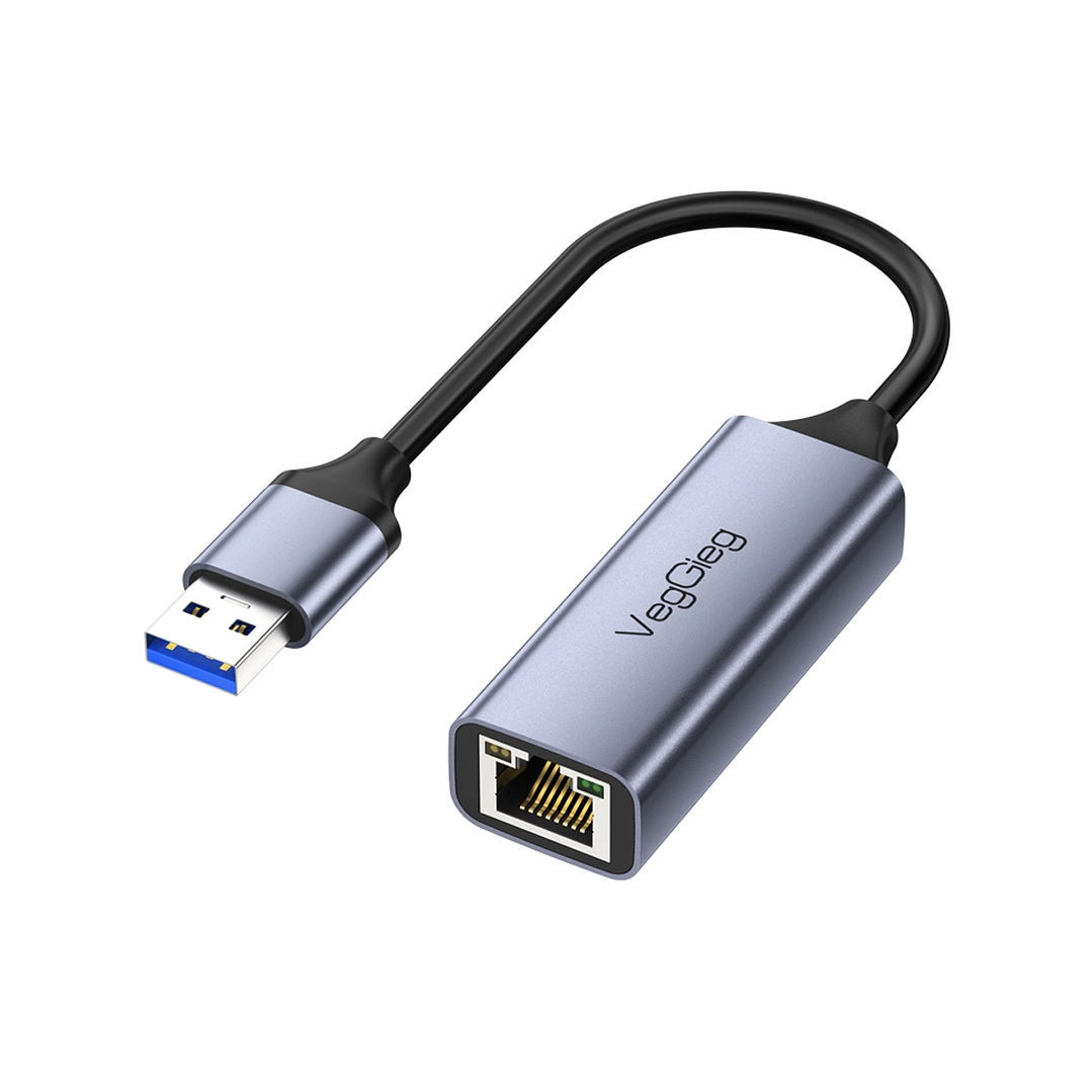  Adaptador USB 3.0 a LAN RJ45 1000Mbps VegGieg – Conectividad estable, velocidad máxima 1