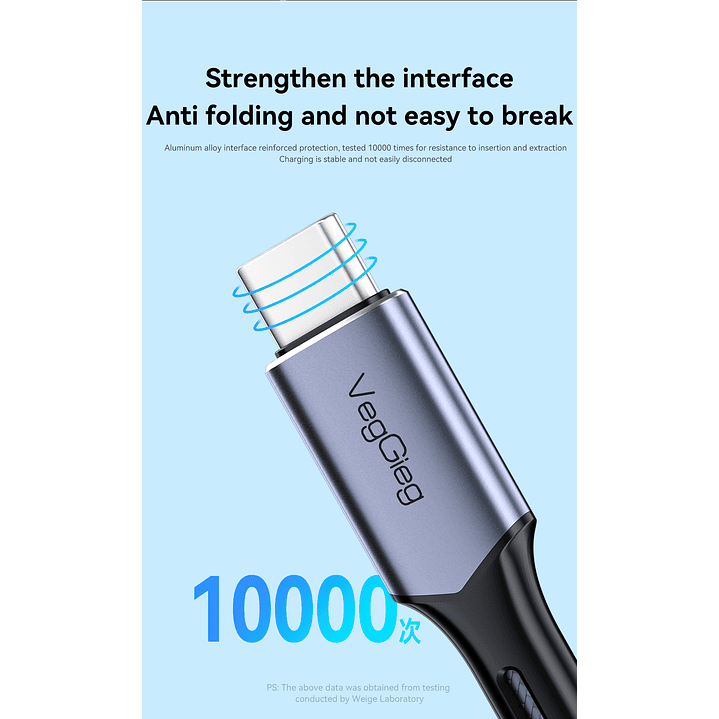 VegGieg  USB 4.0 Thunderbolt 4 – Cable de extensión Type-C 40Gbps / 240W / 8K 60Hz 3