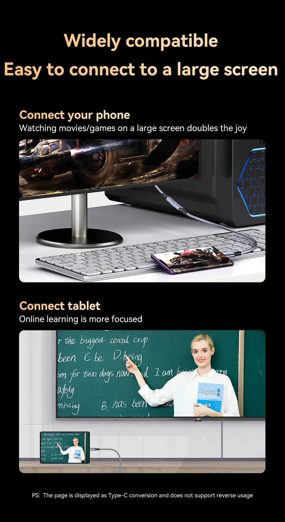 VegGieg  USB 4.0 Thunderbolt 4 – Cable de extensión Type-C 40Gbps / 240W / 8K 60Hz 7