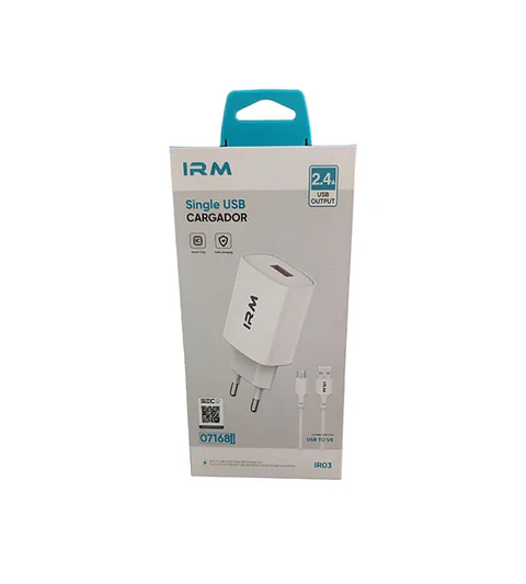Cargador IRM 2.4A USB a Micro USB V8 | Certificado SEC