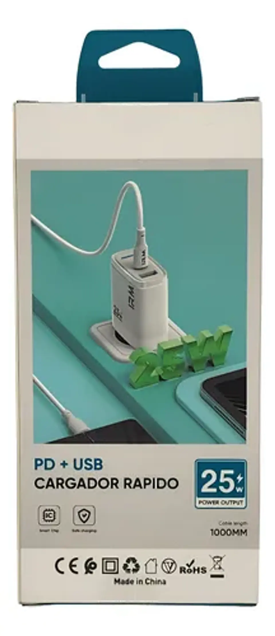 Cargador Rápido 25W PD + Cable USB Tipo C a Lightning | Certificado SEC  2