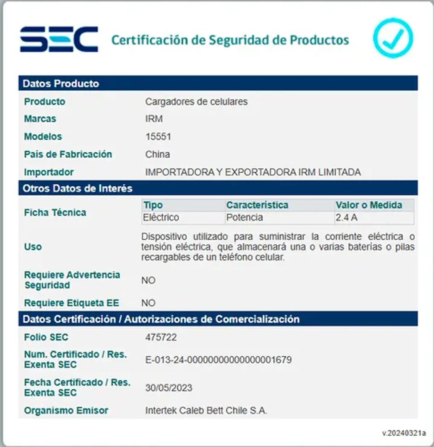 Cargador Rápido 25W PD + Cable USB Tipo C a Lightning | Certificado SEC  3