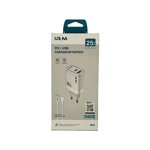 Cargador Rápido 25W PD + Cable USB Tipo C a Lightning | Certificado SEC 
