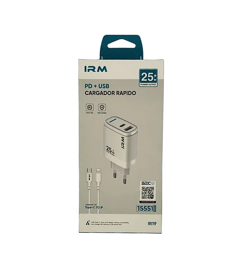 Cargador Rápido 25W PD + Cable USB Tipo C a Lightning | Certificado SEC 