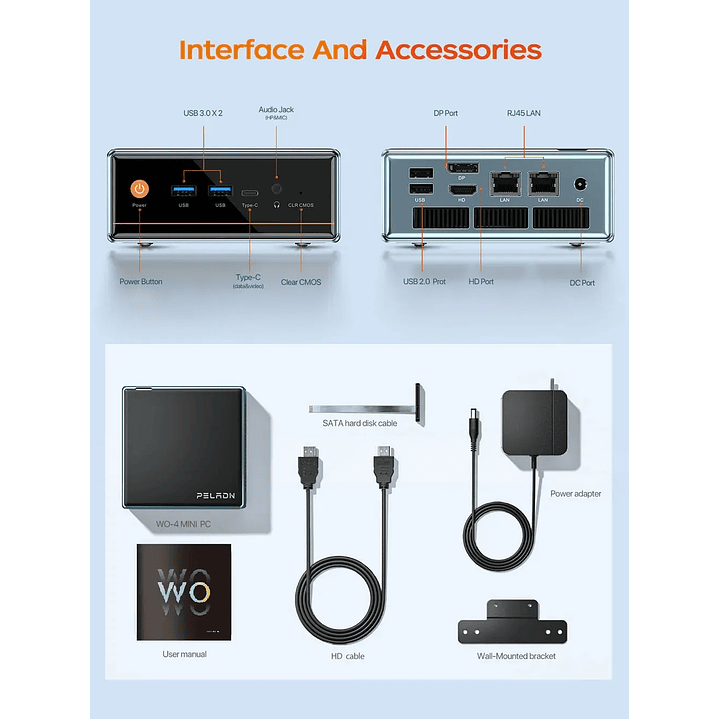 Mini PC PELADN WO4  con AMD Ryzen 7 5700U 16GB RAM DDR4 1TB SDD 3