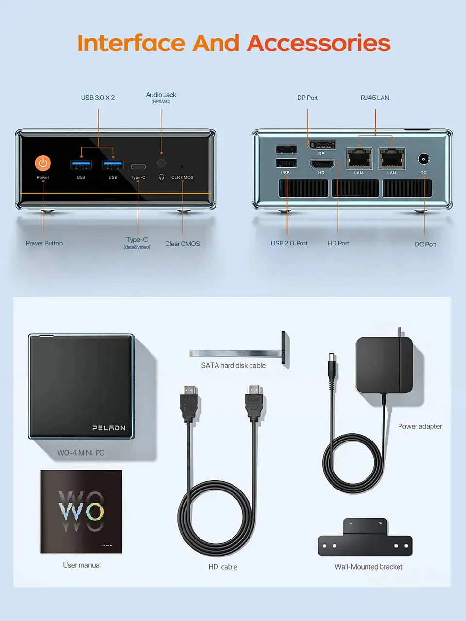 Mini PC PELADN WO4  con AMD Ryzen 7 5700U 16GB RAM DDR4 1TB SDD 3