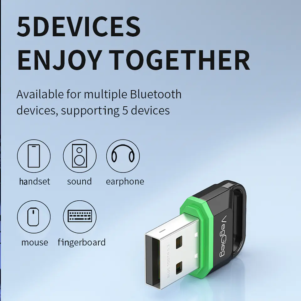 adaptador USB Bluetooth 5.3 VegGieg  | Conectividad inalámbrica avanzada para PC y laptop 2