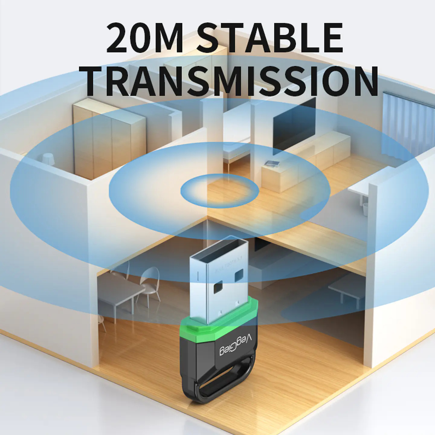 adaptador USB Bluetooth 5.3 VegGieg  | Conectividad inalámbrica avanzada para PC y laptop 4