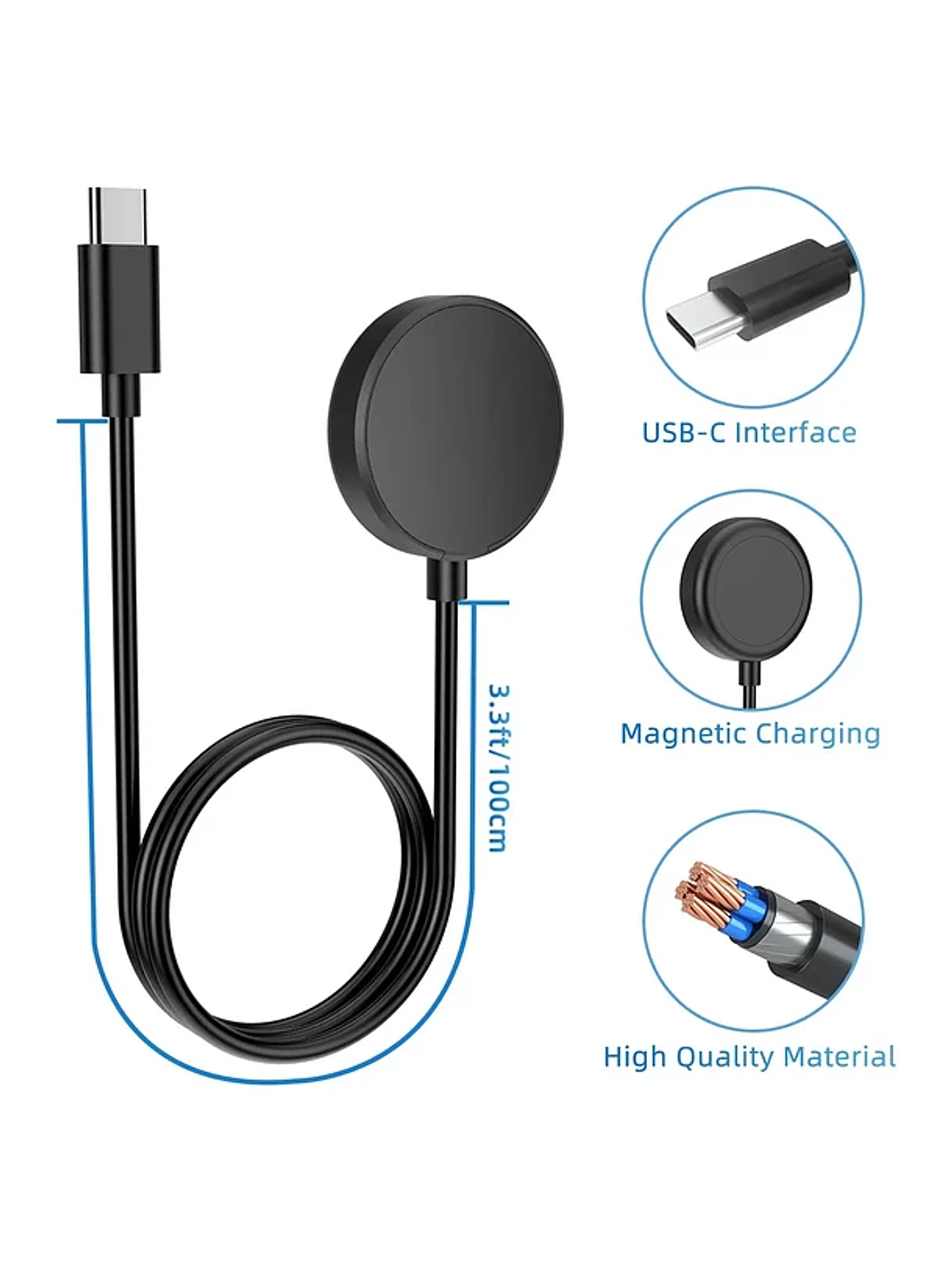 Cargador Magnético Para Samsung Galaxy Watch USB C 3