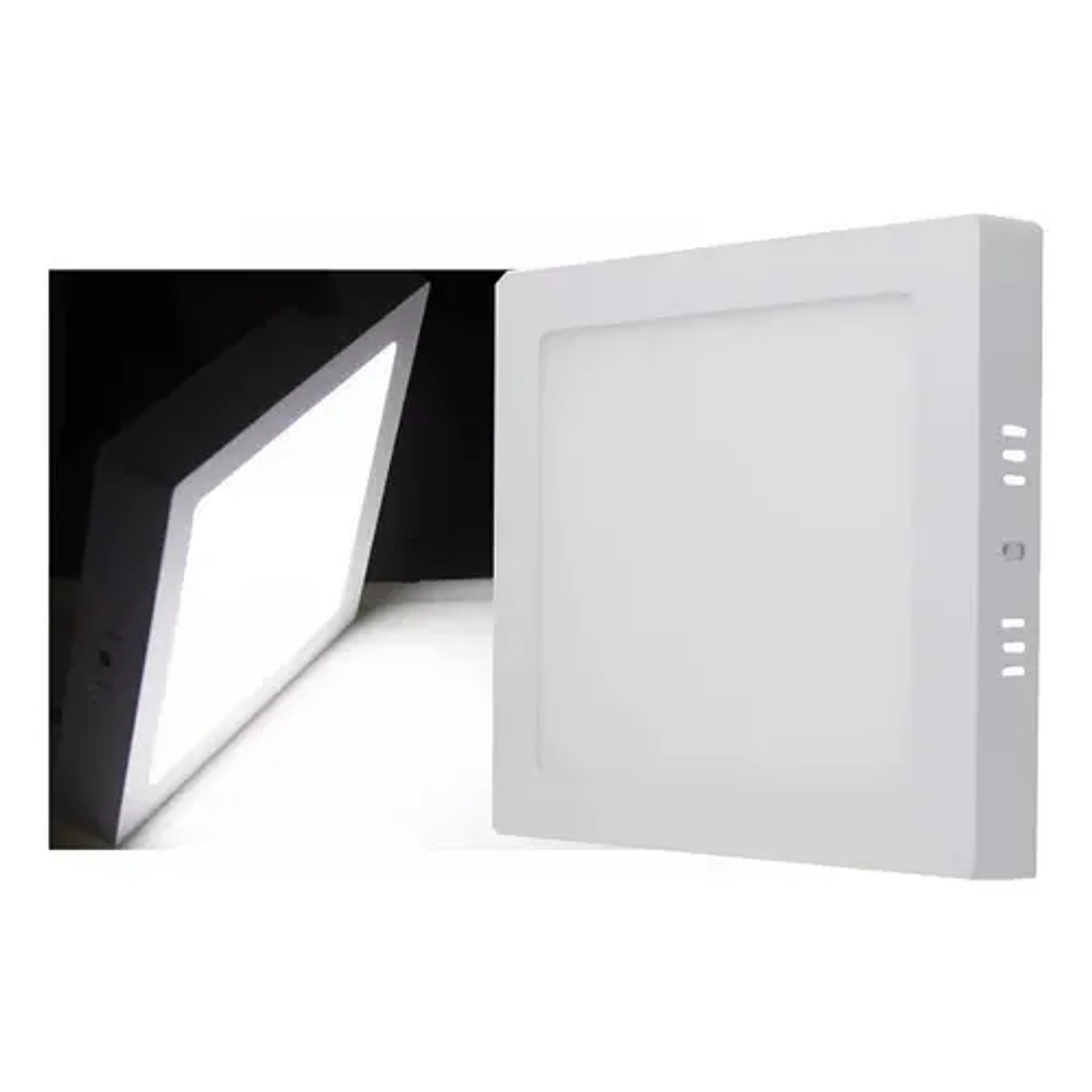 Foco Panel Led 24w Cuadrado 30x30cm Marco Blanco Sobrepuesto Luz Fria  3