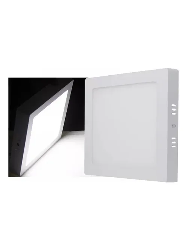 Foco Panel Led 24w Cuadrado 30x30cm Marco Blanco Sobrepuesto Luz Fria  3