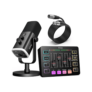 Kit Microfono Fifine Mezclador De Audio Para Streaming Xlr