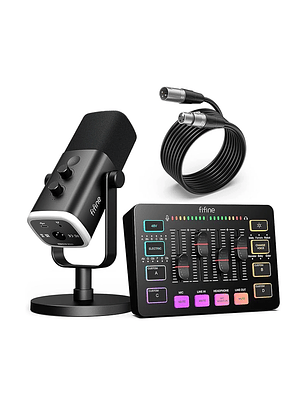 Kit Microfono Fifine Mezclador De Audio Para Streaming Xlr