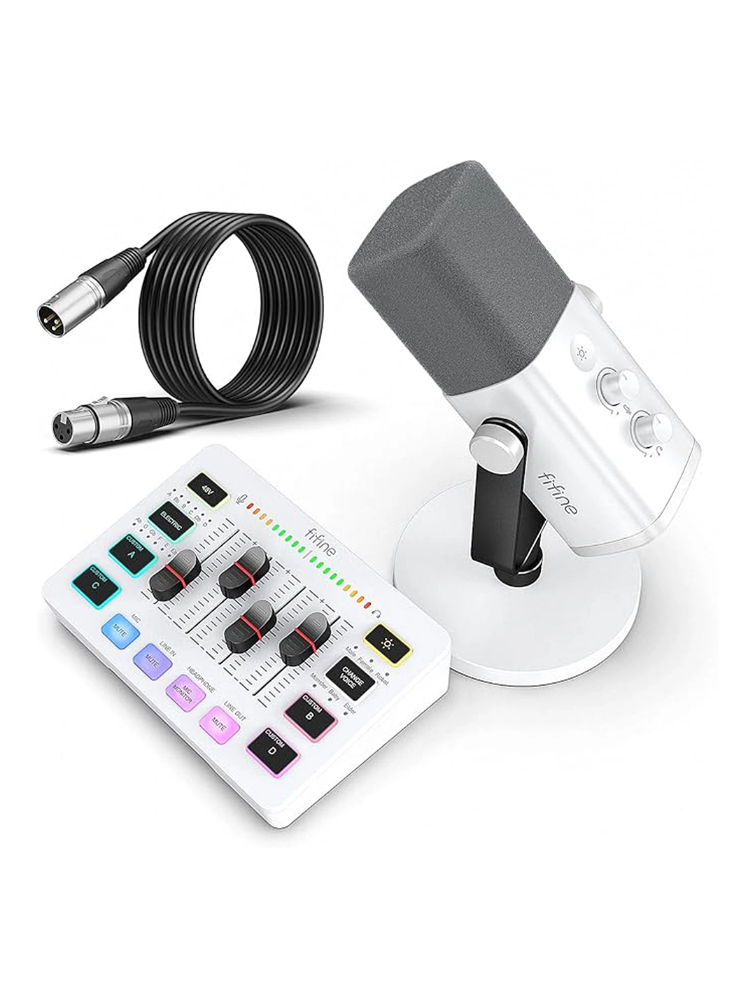 Kit Microfono Fifine Mezclador De Audio Para Streaming Xlr 2
