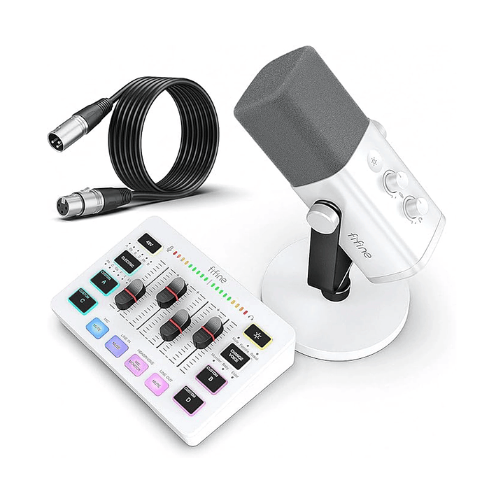 Kit Microfono Fifine Mezclador De Audio Para Streaming Xlr 2