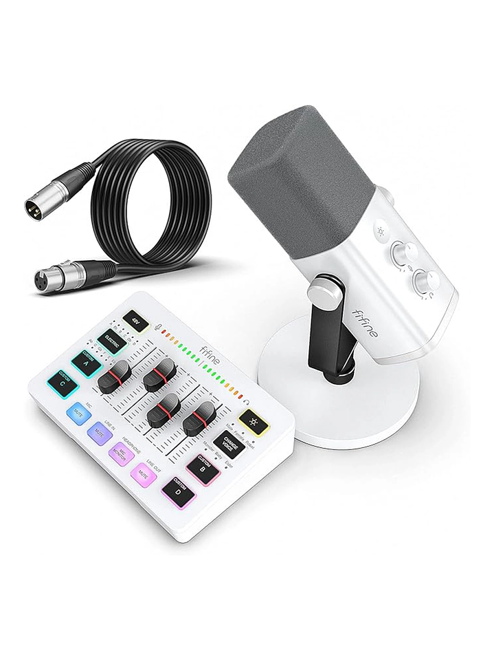 Kit Microfono Fifine Mezclador De Audio Para Streaming Xlr 2