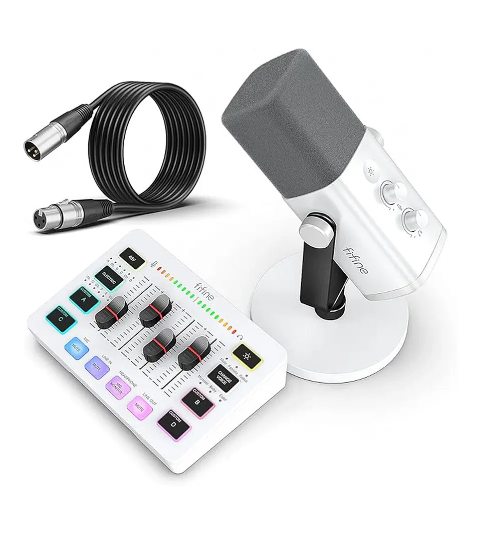 Kit Microfono Fifine Mezclador De Audio Para Streaming Xlr 2