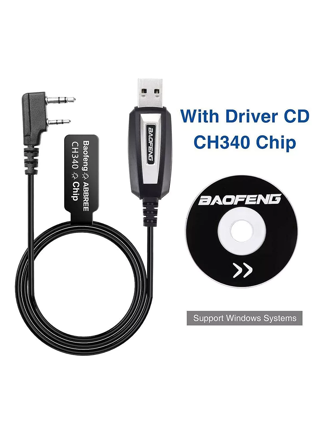 Cable de Programación Baofeng con Chipset CH340 | Compatible con Windows y Radios Kenwood 1