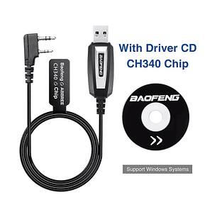 Cable de Programación Baofeng con Chipset CH340 | Compatible con Windows y Radios Kenwood