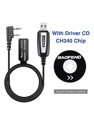 Cable de Programación Baofeng con Chipset CH340 | Compatible con Windows y Radios Kenwood