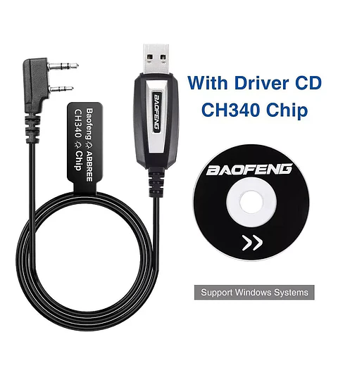 Cable de Programación Baofeng con Chipset CH340 | Compatible con Windows y Radios Kenwood