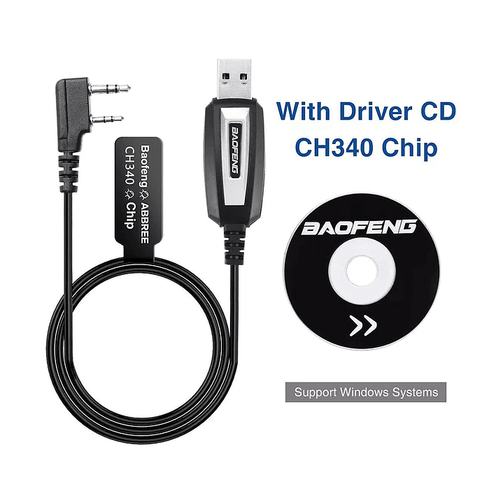 Cable de Programación Baofeng con Chipset CH340 | Compatible con Windows y Radios Kenwood 1