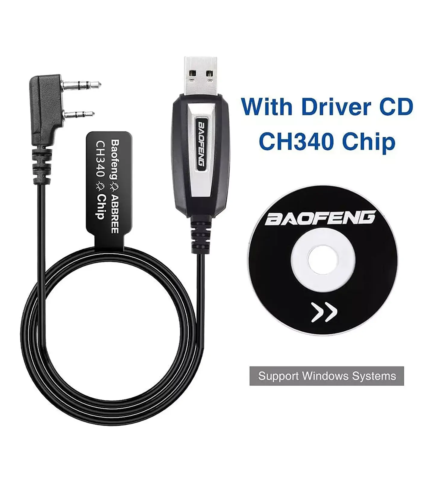 Cable de Programación Baofeng con Chipset CH340 | Compatible con Windows y Radios Kenwood 1