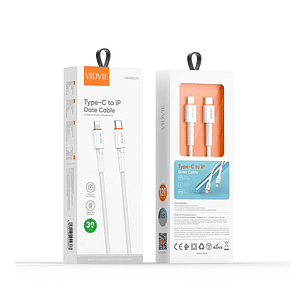 Cable de Datos VIDVIE CB4033C&i | Tipo-C a Lightning | 30W | 1.2M | Trenzado Nylon