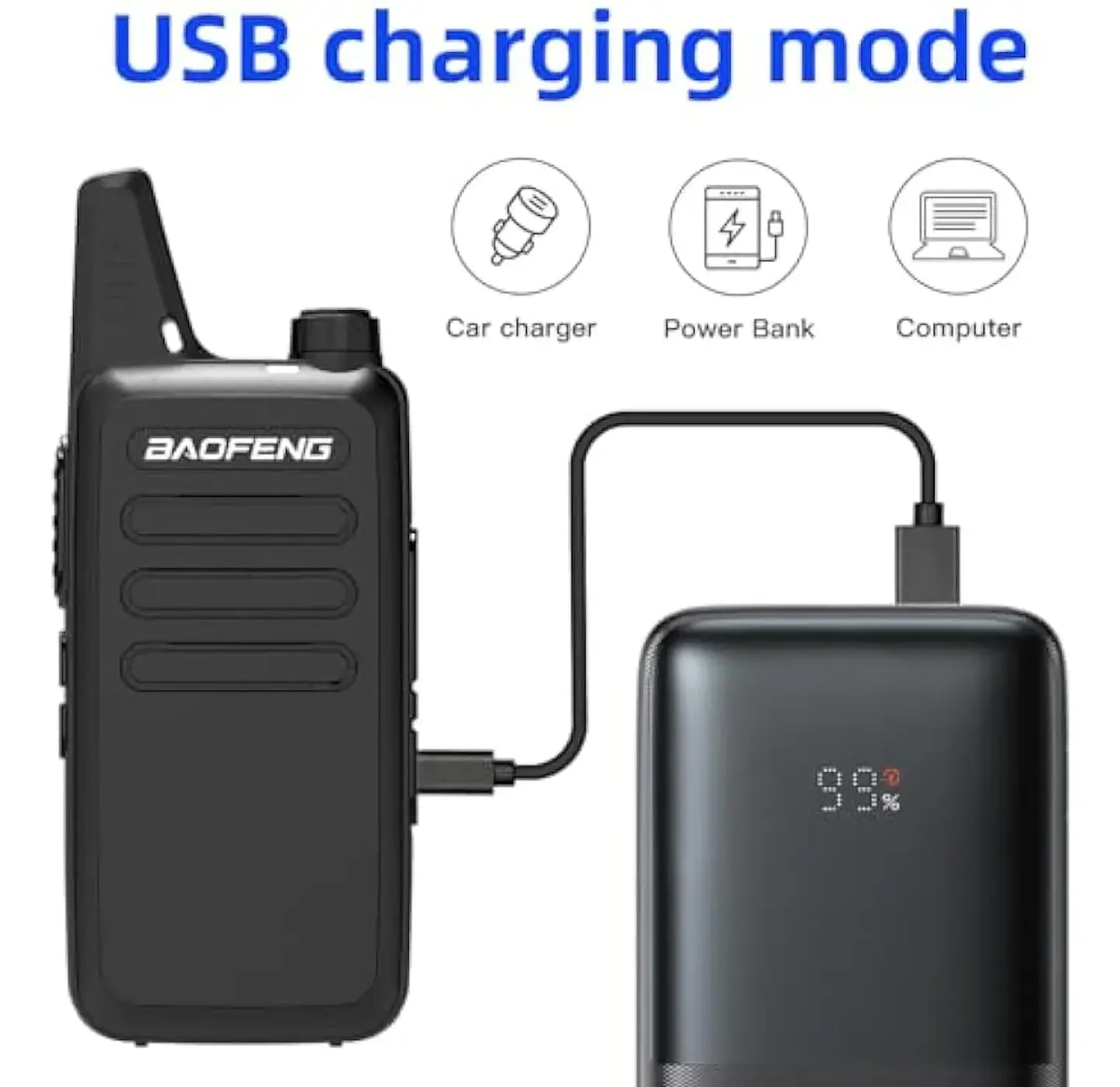 2 Radios Baofeng Walkie Talkies Uhf Portatil Camping Seguridad Bodegas Pmr Programable 16 Canales 400-470mhz Usb Tipo C Carga 2