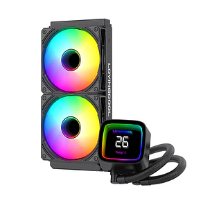 Refrigeración Líquida AIO 240mm Lovingcool HK-02 Negro con Pantalla Temperatura TDP 250W Intel AMD