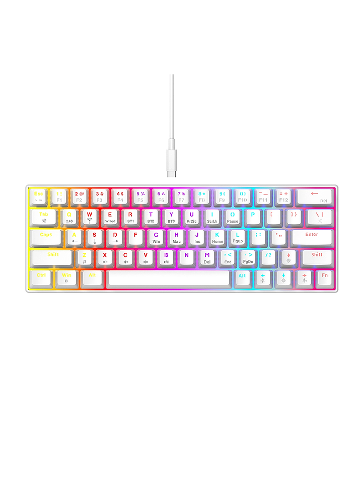 Teclado Mecánico T-WOLF T30 RGB 63 Teclas | Bluetooth + USB | Eje Verde | Compacto Gamer 1