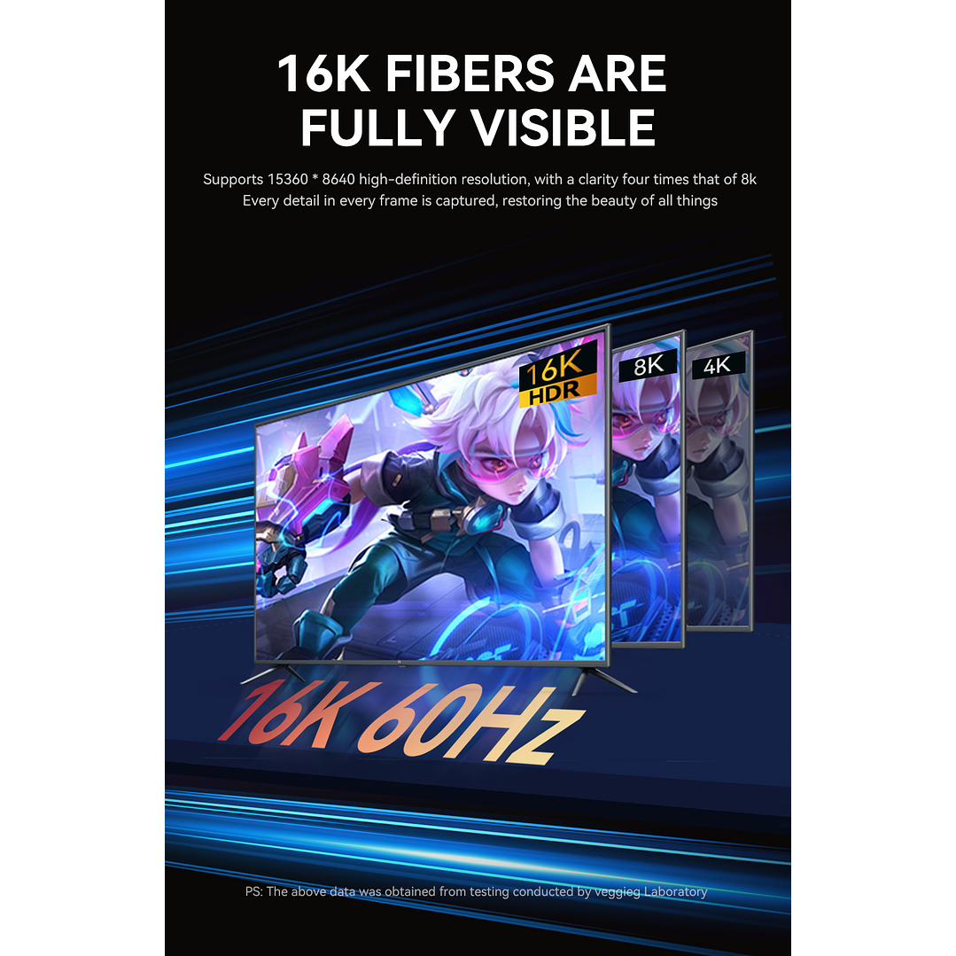 Cable Displayport Dp 2.1 16k 8k 4k 144hz/165hz/240hz  Veggieg reforzado trenzado HDR ARC 2