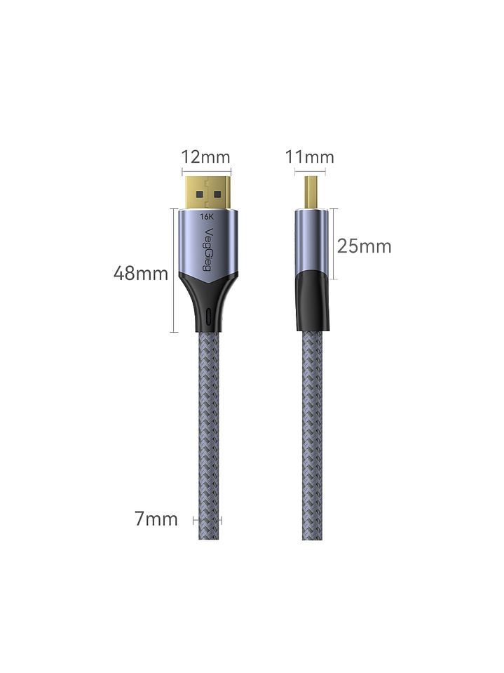 Cable Displayport Dp 2.1 16k 8k 4k 144hz/165hz/240hz  Veggieg reforzado trenzado HDR ARC 9