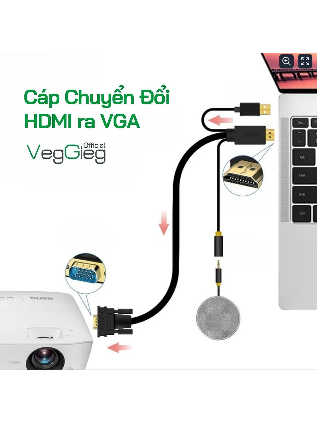 Cable Adaptador Conversor Hdmi A Vga Audio Usb Veggieg 2